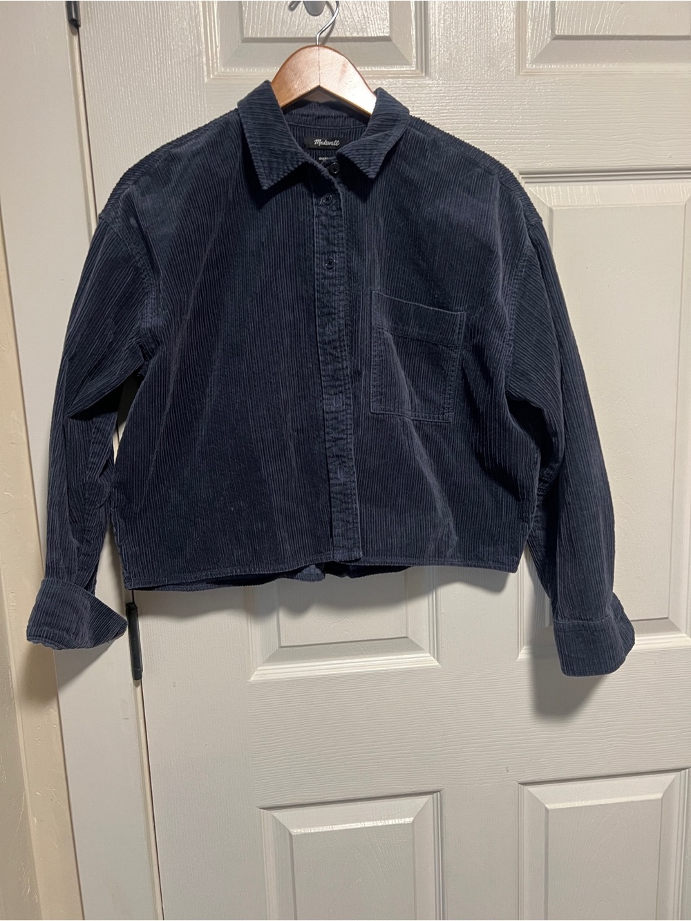 Madewell Blue Corduroy Crop Shirt Jacket